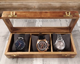 Personalised Wooden Watch Box , Fathers Day , Gift for Him