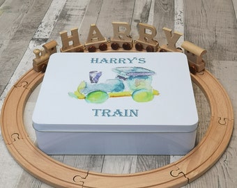 Wooden Name Train Set – Personalized Toy with Tin Box