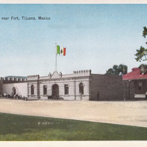 ongebruikte Vintage postkaart Gevangenis in de buurt van Tijuana, Tijuana, MX.  door Lower California Commecial co, .  5.5" x 3.5", KLEURENfoto op kaartmateriaal
