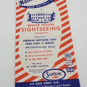 1966 Washington DC White House Sightseeing Corporation Brochure