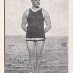 ongebruikte Vintage ansichtkaart Everett Adagio, Native Diver.  datum onbekend, door Californië, .  5.5 "x 3.5", zwart-wit foto op kaart stock