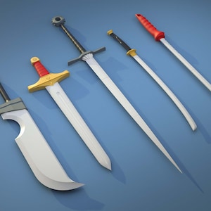 5 Swords models for 3D Print | STL Files | For CR-30 Printer or Regular Printer 12 x 12 bed