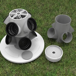 E-Datei 3D gedrucktes Hydrokultursystem, 5-Gallonen-Eimer, vertikales modulares Rohrdesign, für Pflanzen, mit Rohrverlängerungen, STL-Dateien werden bereitgestellt