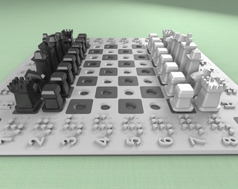 Juego de ajedrez en braille (archivo STL): Diseño táctil para personas con discapacidad visual (descarga digital)