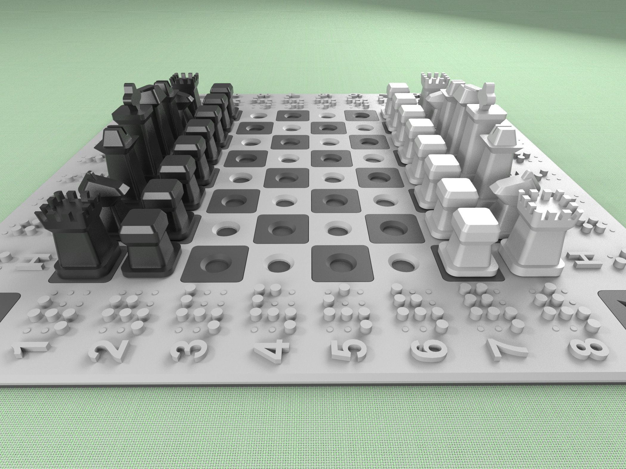 Solid Wooden Chess Set for the Blind and Visually Impaired - 3.75