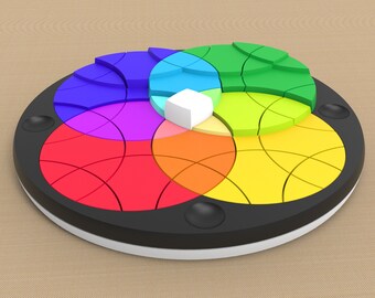 Chromatic Circle Puzzle - 3D Printable STL File for a Colorful Rubik-Style Board Game, DIY File