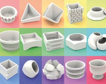 Geometric Pots: 3D Printing .STL Files (Digital Download)