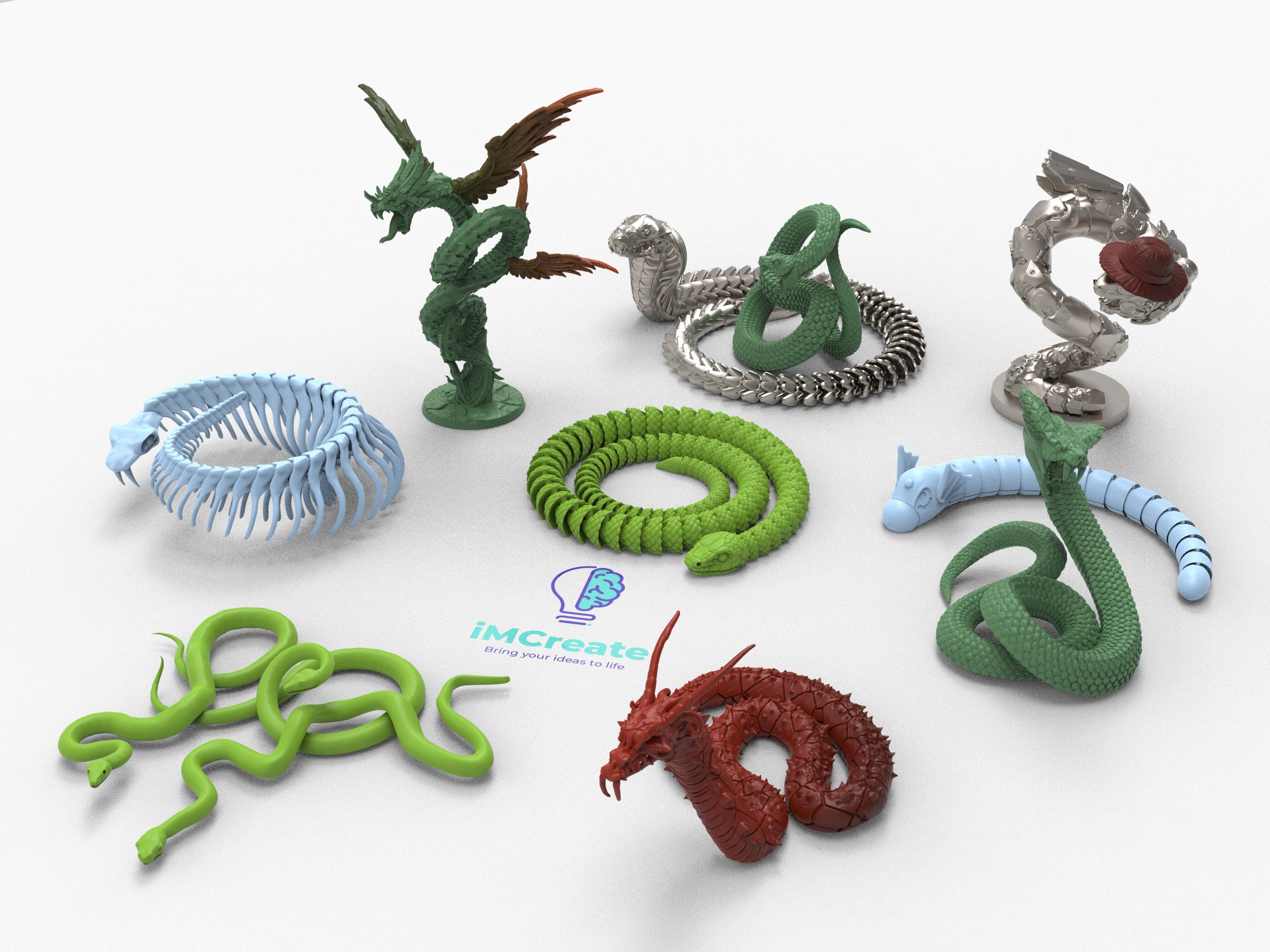 Giant Snake Serpent | Premium 3D Printed Tabletop Miniatures 28mm to 100mm  | dnd 20835