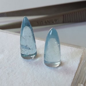 5MM*Bullet Shape Gemstone*Natural Aquamarine Smooth Bullet Cabochon Size 5×13.3MM/5×12MM Bullet Gemstones*Loose Stone for Jewelry*AAA Colour
