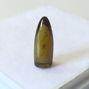 5.8MM*Greenish YellowTourmaline*5.05Ct*Hand Polished Bullet Shape*Loose stone for Jewelry*Pendant Stone*Jewelry Making Stone*Bullet Stone