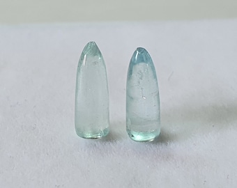 3MM*Bullet Shape Gemstones*Natural Aquamarine Smooth Bullet Cabochons*9 MM High*Loose Stone for Jewelry*Pendant Stone,Earring pair