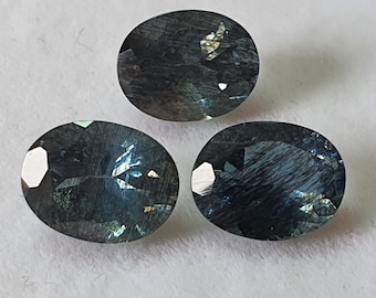 Aguamarina musgosa AAA de 9 × 7 mm, facetadas y ovaladas, lote de 1 unidad, pulidas a mano, para joyería, para anillos, colgantes y pendientes.