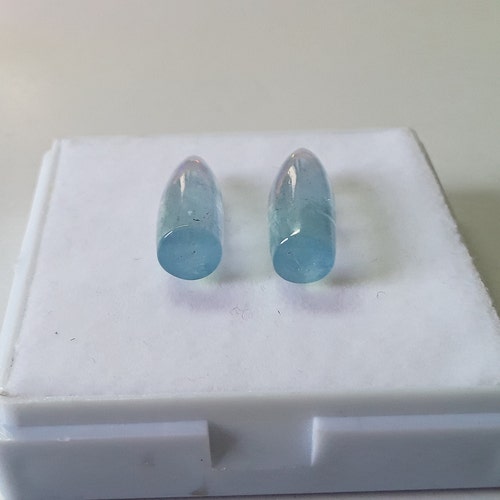 7MM shops Bullet Shape Gemstone Pair *Natural Aquamarine Smooth Bullet Cabochon *Size 7×21 MM Bullet Gemstones*AAA Colour*Loose Stone for Jewelry
