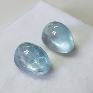 14.5×10MM*Natural Aquamarine AAA High Dome Oval Pair cabochon Gemstones*10MM High*Loose Stones for Jewelry*Earring Stones*Ring Stone