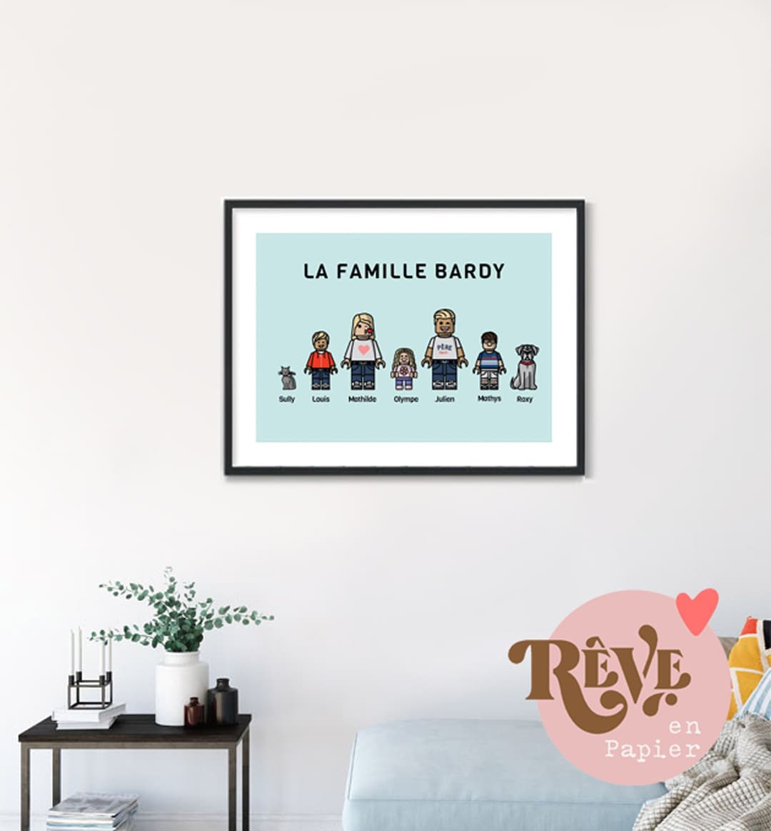 Affiche famille à personnaliser, parents, enfants, animaux - Etsy France