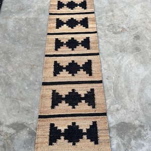 Indian Handmade Jute Hemp, Black Plus Hemp Runner, Jute Runner Rug,Hallway Decor Jute Runner, Custom Size Rug, Indian Jute Dhurrie Rug