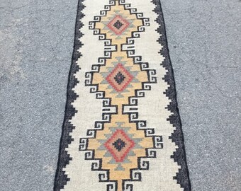 Alfombra Kilim Runner, hecha a mano, estilo vintage, para cocina, pasillo, entrada, escalera, en cualquier tamaño personalizado, estilo bohemio, 2,6 x 8 pulgadas