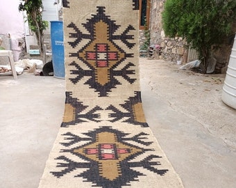 Alfombra Kilim Runner hecha a mano para decoración de escaleras / lana tejida a mano y corredor de yute, alfombra Boho, alfombra Kilim vintage, corredor Kilim personalizado, 2x30,2x35 pies