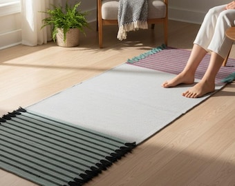Natural Herbs Infused Organic Cotton Yoga Mat For Yoga & Meditation, Pilates, Fitness, Prayer Mat, Hand Woven Anti Slip Yoga Mat