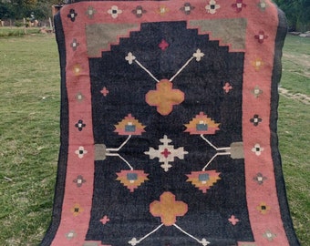 5x8, 6x9, 8x10, 9x12 Ft Rug, Handwoven, Wool and Jute Rug Handmade, Kilim Dhurrie Rug, Traditional Indian/WOOL JUTE RUGS, Boho Rug, Oriental