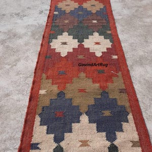2.6X12,2.6X18,2.6 x 20, Ft Woll-Jute-Kelim-Läufer; Flur, Eingangsbereich, Küche, Treppendekor, rutschfester mehrfarbiger Kilim Dhurrie Teppich, kundenspezifischer teppich