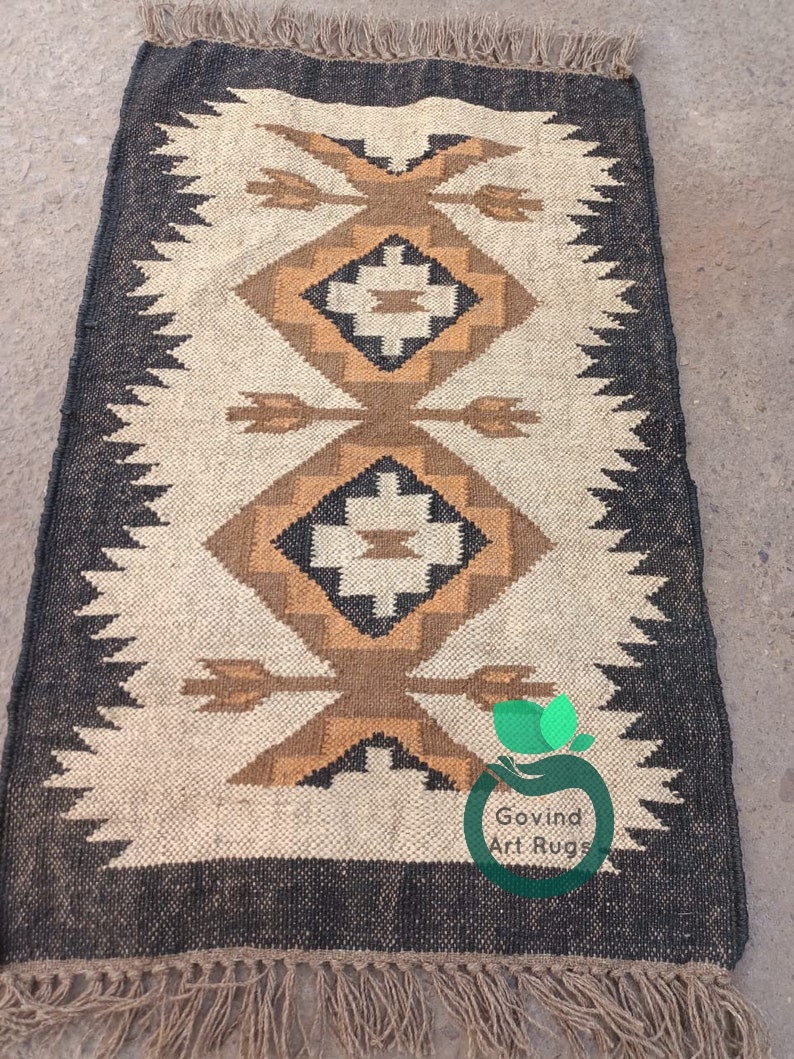 Indian Dhurrie Rug - Etsy Indian Dhurrie Rug - Etsy