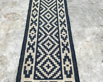 Kelimloper, Turks kelimtapijt, gang vintage kelimloper, loper gebied, loper gebied, loper aangepast formaat, wollen jute loper, handgemaakt tapijt