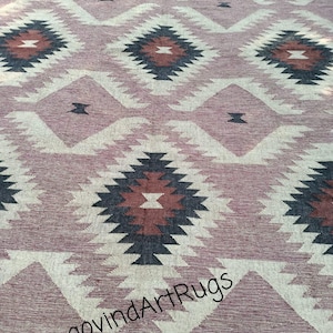 Handmade Navajo Kilim Rug, Aztec Rug, Accent Rug, Outdoor Rug/Indoor Rug, Living/Dinning Room 8x10 Ft. Wool Jute Kilim Rug, Indian Rug