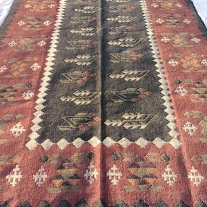Wool Jute Kilim Rug, Handwoven Wool Jute Rug, Kilim Jute Rug, Flatweave Rug, Bohemian Rug, Indian Dhurrie Rug, Navajo Kilim Rug, Custom Rug