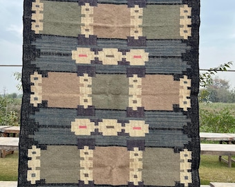 Indian Kilim Dhurrie Rug, Wool Jute Rug , Handwoven Wool Rug, KILIM RUG, Flatweave Rug, Bohemian Rug, Jute Area Rug, Custom Size Rug