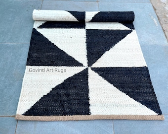 Trap hennep loper-handgemaakte boho jute loper, sisal jute vloerkleed, lange gang jute loper, traditioneel Indiaas natuurlijk hennep JUTE TAPIJT