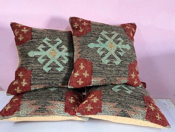 Handmade Kilim Pillow Cover 18x18 Inches Kelim Rug Pillow Case Decorative Kilim Pillow Cover for Sofa Decor Wool Jute Pillow Case Etsy UK