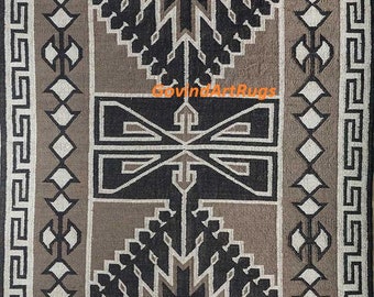 8x10 Ft Kilim Rug, Handwoven, Wool and Jute Rug Handmade, Kilim Dhurrie Rug, Traditional Indian, Geometric, Turkish