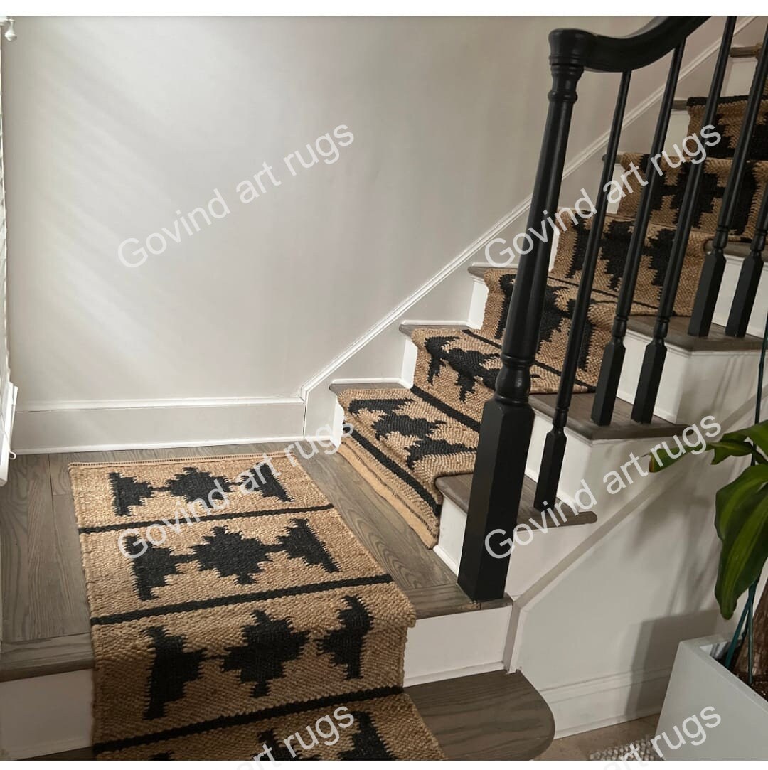 Natural and Black Jute Aisle Runner handmade Hemp Jute Runner Etsy