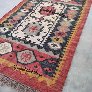 AREA RUGBOHO RUGKILIM RUGNAVAJO RUGSCANDINAVIAN RUGWOOL JUTE RUGwool rugHandmade RugDoormat rugWool Jute Kilim RugTurkish RugKilim Runner Rug5x7 Bohemian Rug