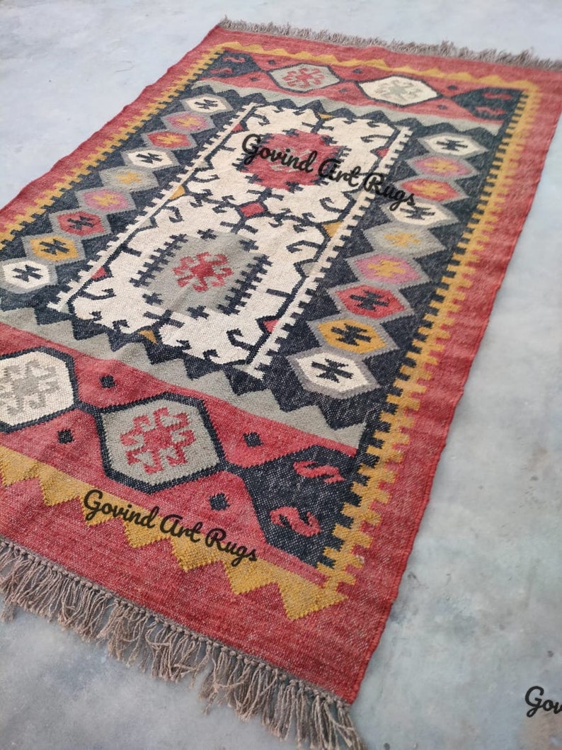 AREA RUGBOHO RUGKILIM RUGNAVAJO RUGSCANDINAVIAN RUGWOOL JUTE RUGwool rugHandmade RugDoormat rugWool Jute Kilim RugTurkish RugKilim Runner Rug5x7 Bohemian Rug