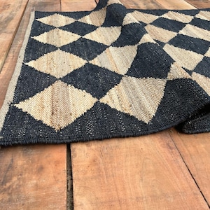 4x6 Ft Striped Handmade Tufted Hemp Area Rug Hemp Jute Runner Rug hand loomed Rug Bohemian Vintage Large Area Rug For Decor Hemp Jute Rug