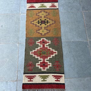 Handmade Kilim Runner, Multicolor; Jute Rug wool rug Kilim Dhurrie; traditional , Custom Runner,2.5x22,2.5x26,2.5x30 Feet. Stair Red Runner