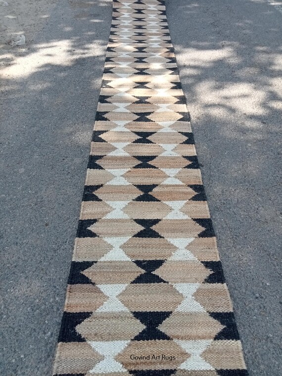 Handknotted Hallway Jute Runner, Custom Size Runner, Stair Jute Runner, Jute Runner Rug, Hemp Runner, Vintage Jute Rug, 2.6x25, 2.6x40