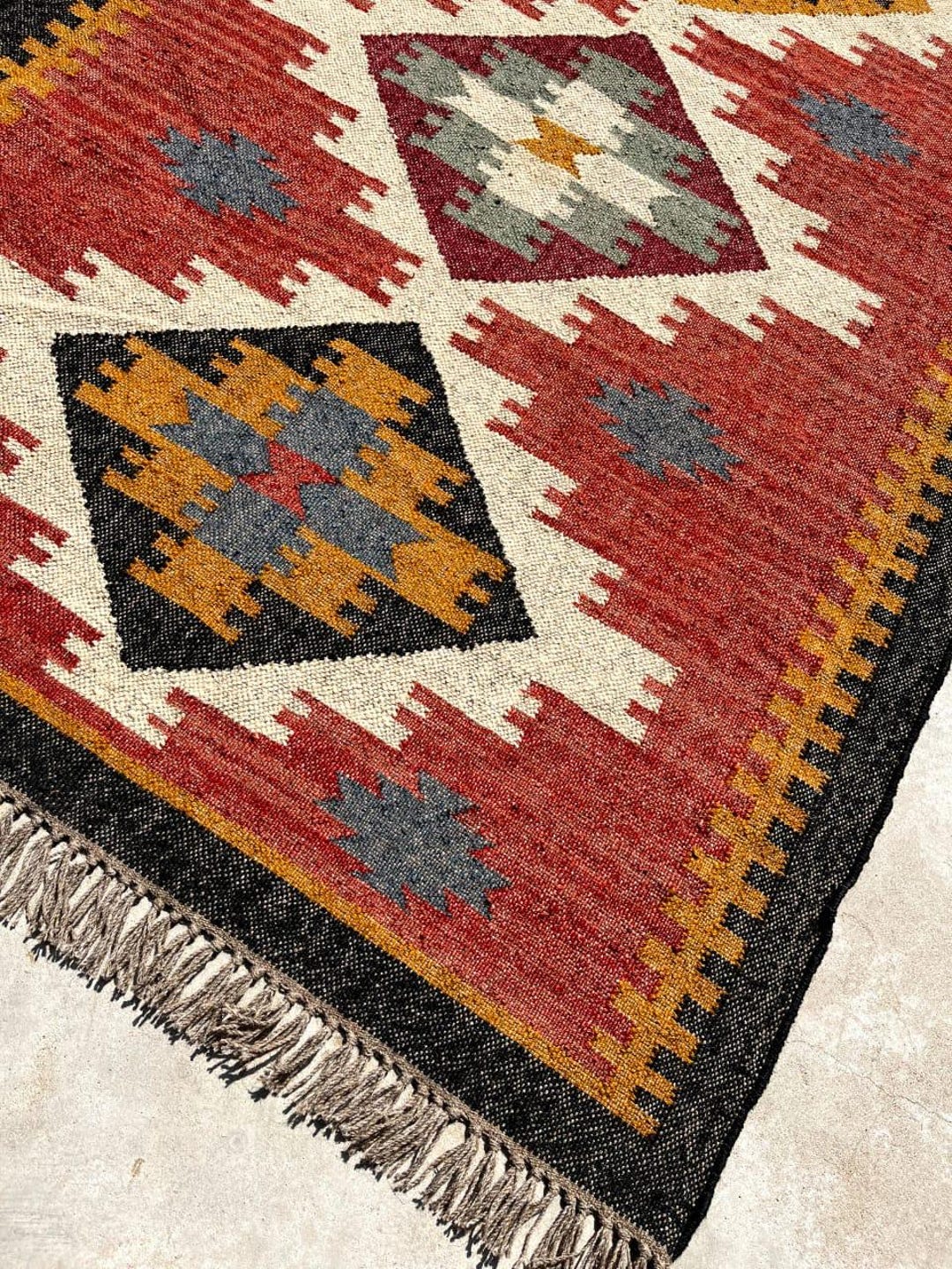 Tapis Kilim Turc Vintage - 2x11m - Laine Tissée Main - Années 70 - Style Bohème