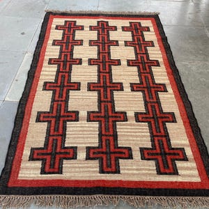 Kilim Rug, Handwoven, Wool and Jute Rug Handmade, Kilim Dhurrie Rug, Traditional Indian jute Area rug