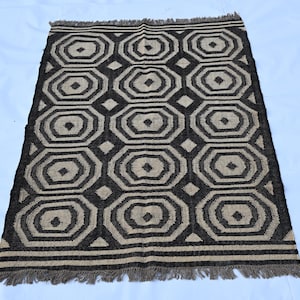 4x6 , 5x8 , 6x9 , 8x10, 9x12 Ft Kilim Rug, Handwoven, Wool and Jute Rug Handmade, Kilim Dhurrie Rug, Traditional Indian/WOOL JUTE RUGS
