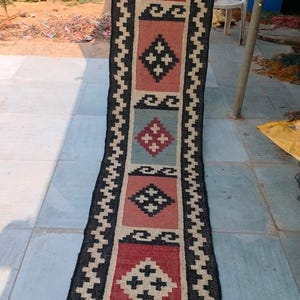 Handmade Kilim Runner, Multicolor; Jute Rug wool rug Kilim Dhurrie; traditional , Custom Runner,2.5x22,2.5x26,2.5x30 Feet. Stair Red Runner