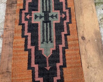 2 x 12 Handwoven Vinatge Kilim Runner Dhurrie Rug, 60 x 180 cm Handmade, Kelim, Dhurry, Indian, Turkish, Oriental, Traditional, Custom