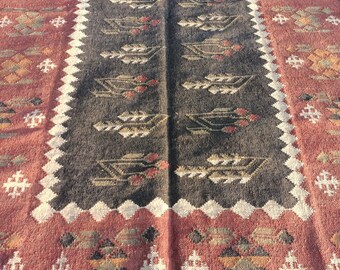Wool Jute Kilim Rug, Handwoven Wool Jute Rug, Kilim Jute Rug, Flatweave Rug, Bohemian Rug, Indian Dhurrie Rug, Navajo Kilim Rug, Custom Rug