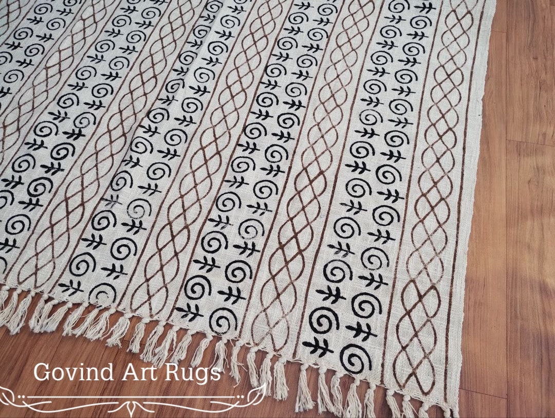 Beautiful Block Print Cotton Throw Mudcloth Throw Blanket Etsy