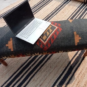 Handmade Decorative Bench, Wood Work Bench, Ottoman, Piano Bench,Dining Bench, Turkish Rug Bench, Sitting bench,Coffee Bench