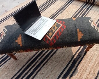 Handmade Decorative Bench, Wood Work Bench, Ottoman, Piano Bench,Dining Bench, Turkish Rug Bench, Sitting bench,Coffee Bench