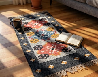 Kilim Runner rug, Handwoven Multicolor; Jute Runner, Bohemian Traditional Rug, Hallway Rug, Stair Runner, Custom Size Jute Runner,