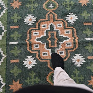 4 x 6 ft, Handmade KILIM Rug, Multicolor; Jute Rug wool rug Kilim Dhurrie; traditional Indian; Chic Victorian Hipster, Custom Rugs